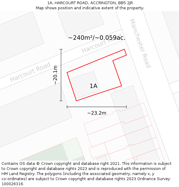 1A, HARCOURT ROAD, ACCRINGTON, BB5 2JR: Plot and title map