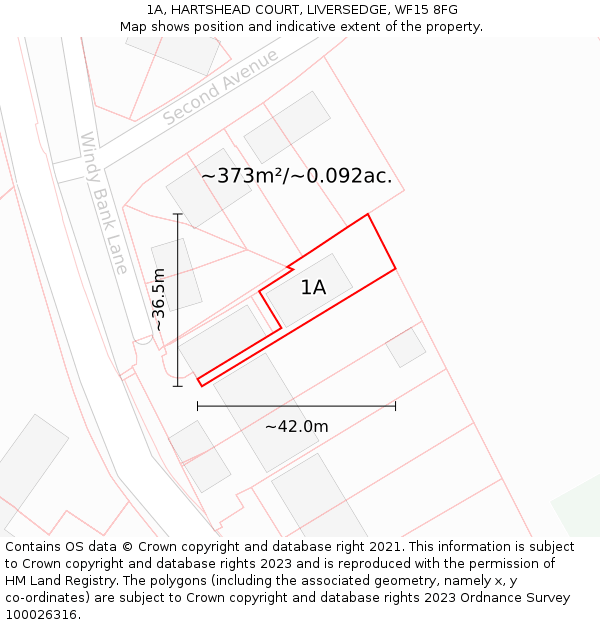 1A, HARTSHEAD COURT, LIVERSEDGE, WF15 8FG: Plot and title map
