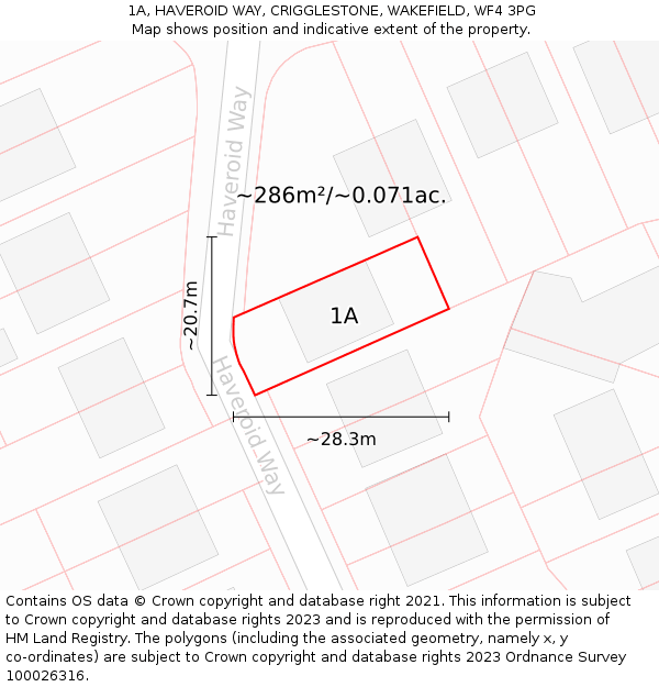1A, HAVEROID WAY, CRIGGLESTONE, WAKEFIELD, WF4 3PG: Plot and title map