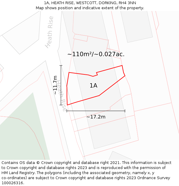 1A, HEATH RISE, WESTCOTT, DORKING, RH4 3NN: Plot and title map