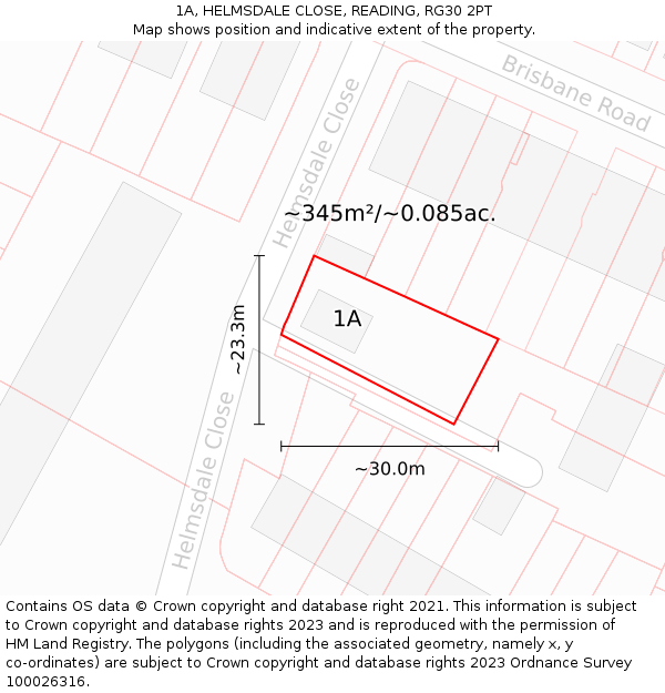 1A, HELMSDALE CLOSE, READING, RG30 2PT: Plot and title map