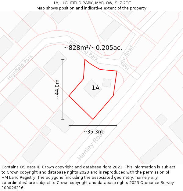 1A, HIGHFIELD PARK, MARLOW, SL7 2DE: Plot and title map