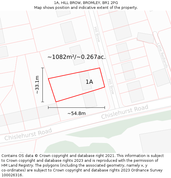 1A, HILL BROW, BROMLEY, BR1 2PG: Plot and title map