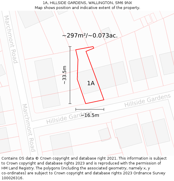 1A, HILLSIDE GARDENS, WALLINGTON, SM6 9NX: Plot and title map