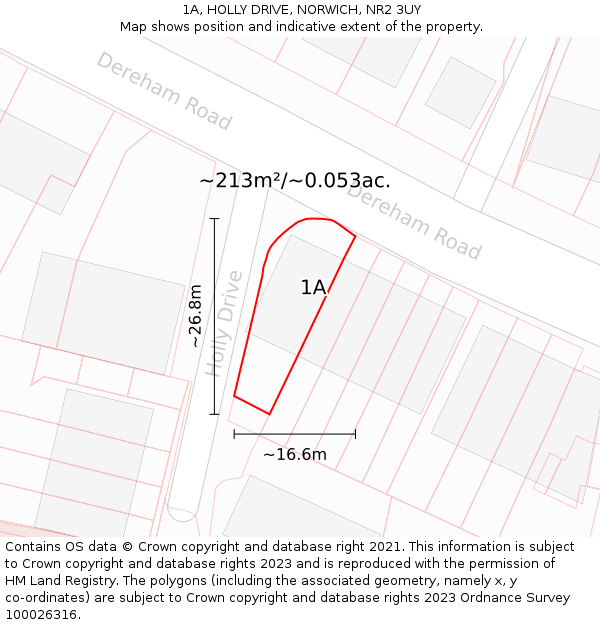 1A, HOLLY DRIVE, NORWICH, NR2 3UY: Plot and title map