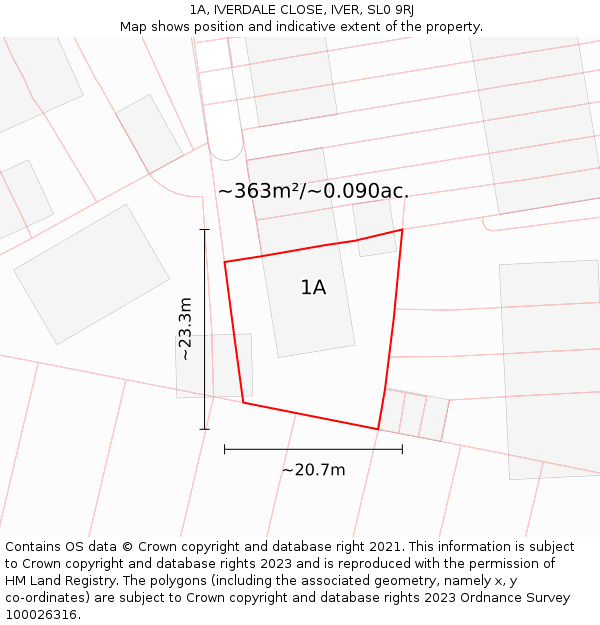 1A, IVERDALE CLOSE, IVER, SL0 9RJ: Plot and title map