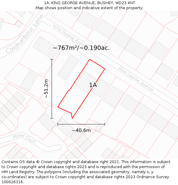 1A, KING GEORGE AVENUE, BUSHEY, WD23 4NT: Plot and title map