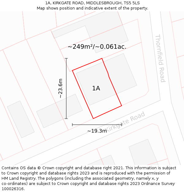 1A, KIRKGATE ROAD, MIDDLESBROUGH, TS5 5LS: Plot and title map