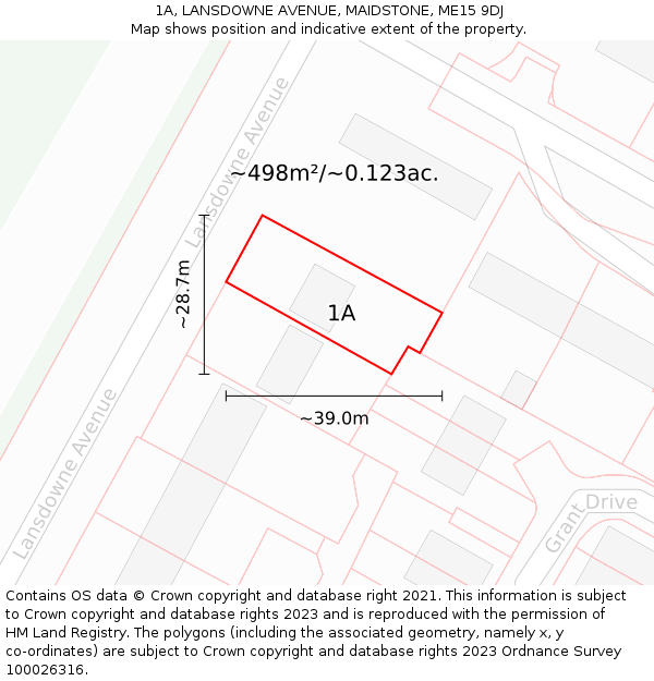 1A, LANSDOWNE AVENUE, MAIDSTONE, ME15 9DJ: Plot and title map