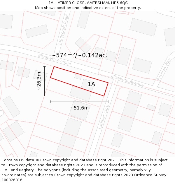 1A, LATIMER CLOSE, AMERSHAM, HP6 6QS: Plot and title map