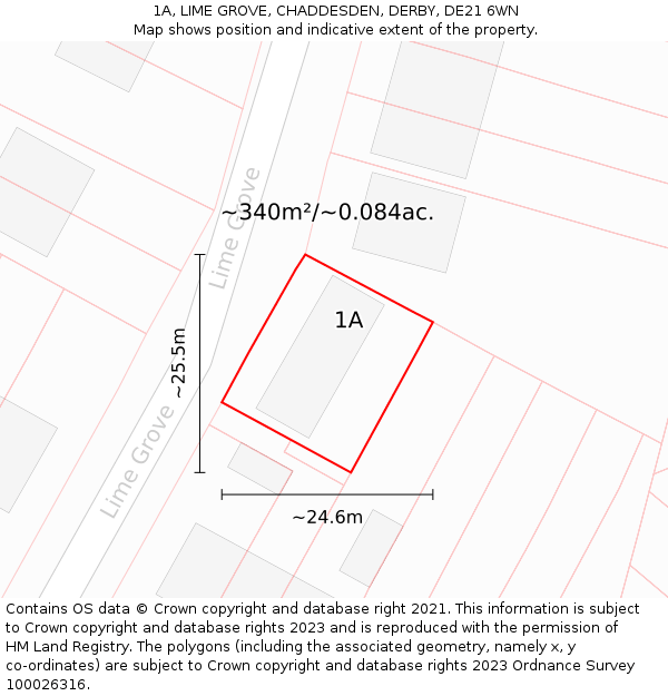 1A, LIME GROVE, CHADDESDEN, DERBY, DE21 6WN: Plot and title map