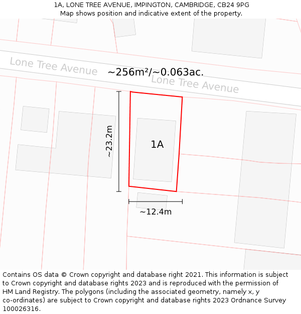 1A, LONE TREE AVENUE, IMPINGTON, CAMBRIDGE, CB24 9PG: Plot and title map