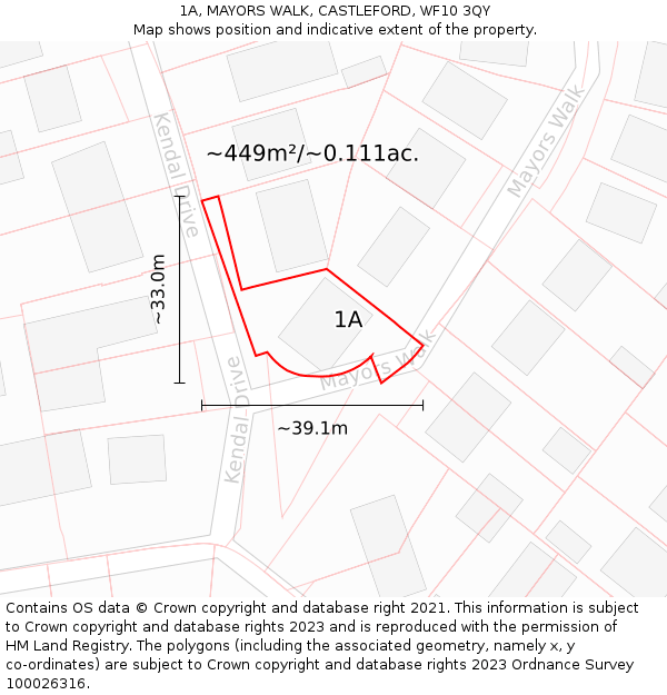 1A, MAYORS WALK, CASTLEFORD, WF10 3QY: Plot and title map