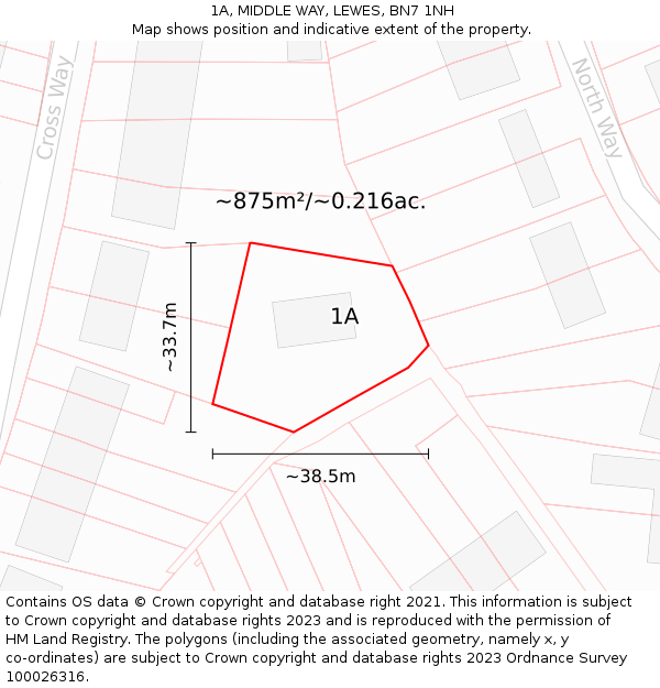 1A, MIDDLE WAY, LEWES, BN7 1NH: Plot and title map