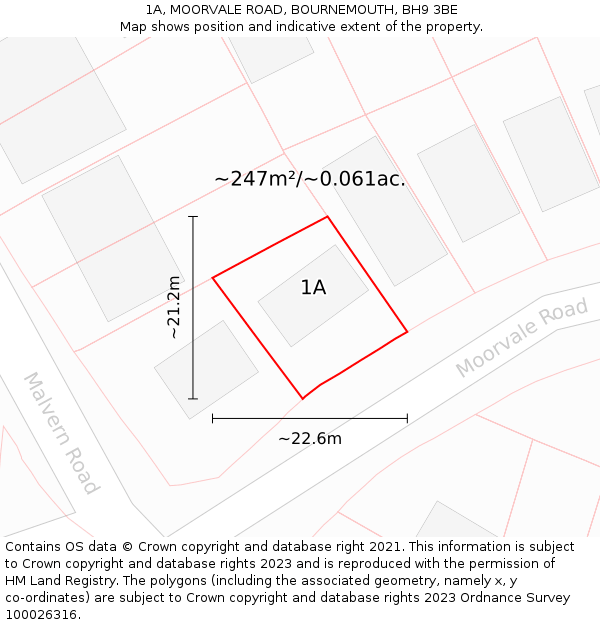 1A, MOORVALE ROAD, BOURNEMOUTH, BH9 3BE: Plot and title map