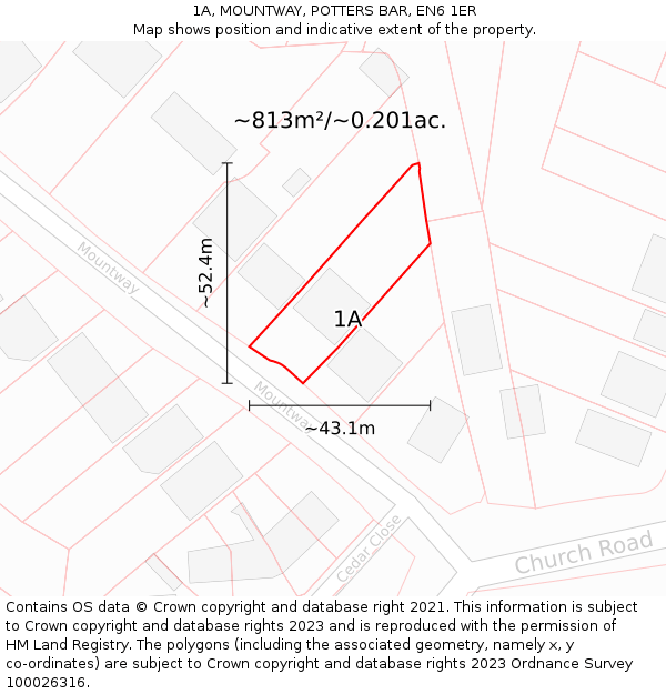 1A, MOUNTWAY, POTTERS BAR, EN6 1ER: Plot and title map