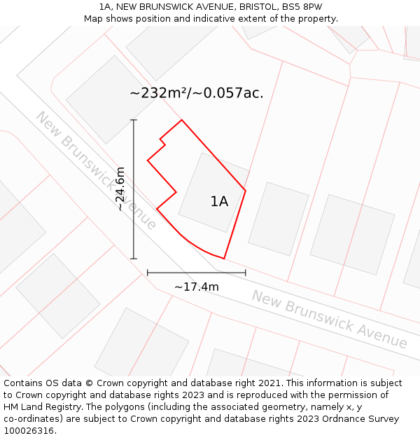 1A, NEW BRUNSWICK AVENUE, BRISTOL, BS5 8PW: Plot and title map