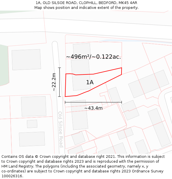 1A, OLD SILSOE ROAD, CLOPHILL, BEDFORD, MK45 4AR: Plot and title map