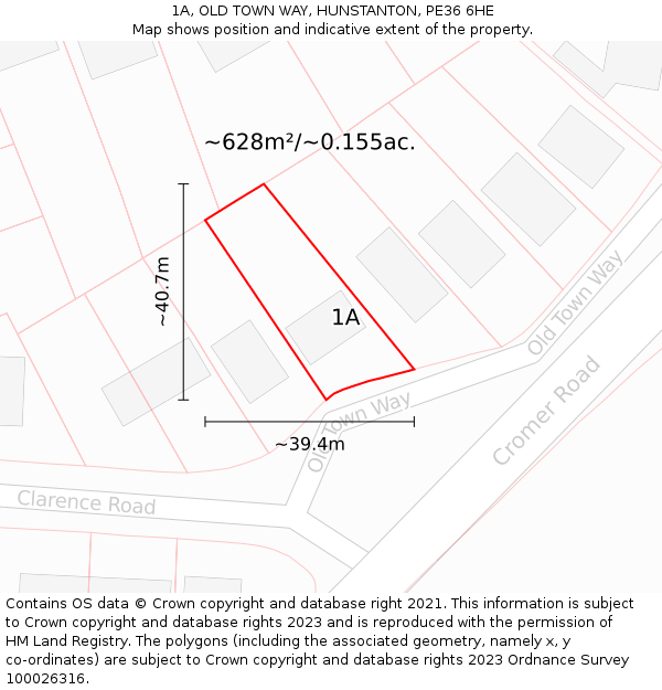 1A, OLD TOWN WAY, HUNSTANTON, PE36 6HE: Plot and title map