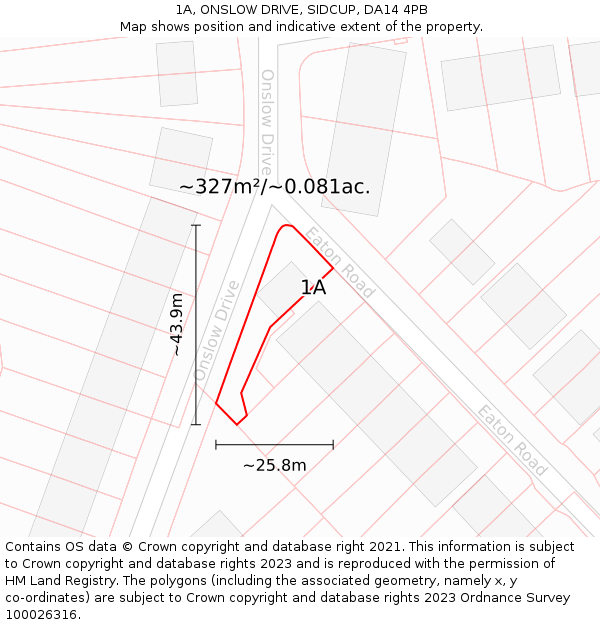 1A, ONSLOW DRIVE, SIDCUP, DA14 4PB: Plot and title map