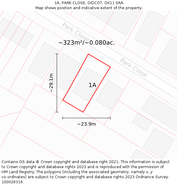 1A, PARK CLOSE, DIDCOT, OX11 0AA: Plot and title map