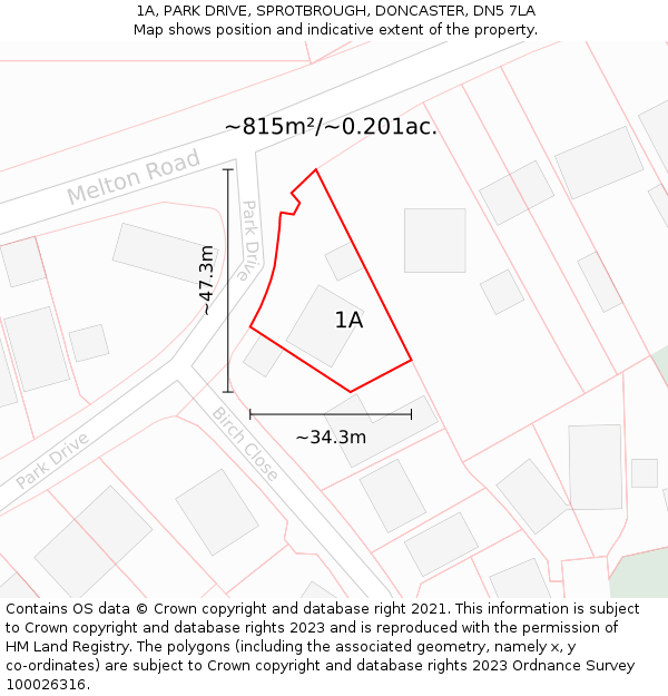 1A, PARK DRIVE, SPROTBROUGH, DONCASTER, DN5 7LA: Plot and title map