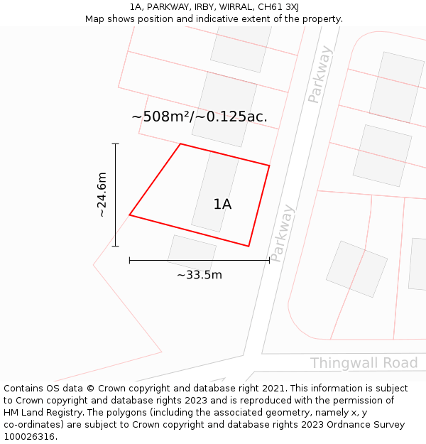 1A, PARKWAY, IRBY, WIRRAL, CH61 3XJ: Plot and title map