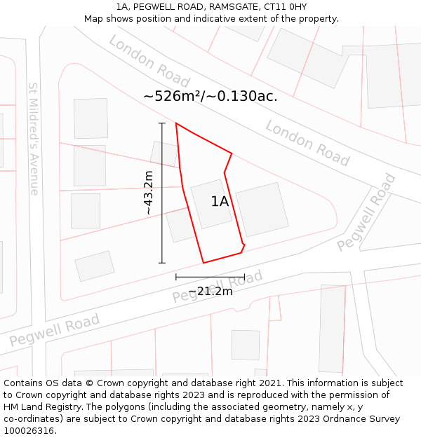 1A, PEGWELL ROAD, RAMSGATE, CT11 0HY: Plot and title map