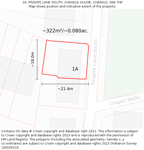 1A, PINGATE LANE SOUTH, CHEADLE HULME, CHEADLE, SK8 7NP: Plot and title map