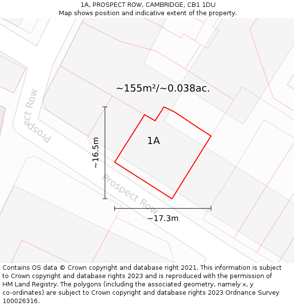 1A, PROSPECT ROW, CAMBRIDGE, CB1 1DU: Plot and title map