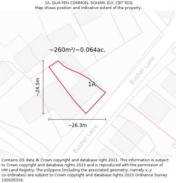 1A, QUA FEN COMMON, SOHAM, ELY, CB7 5DQ: Plot and title map