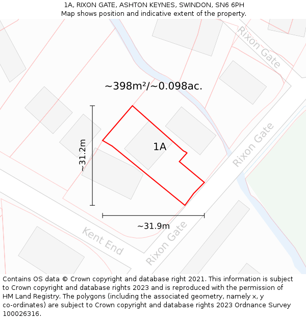 1A, RIXON GATE, ASHTON KEYNES, SWINDON, SN6 6PH: Plot and title map