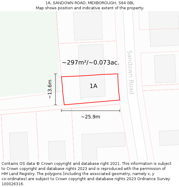 1A, SANDOWN ROAD, MEXBOROUGH, S64 0BL: Plot and title map