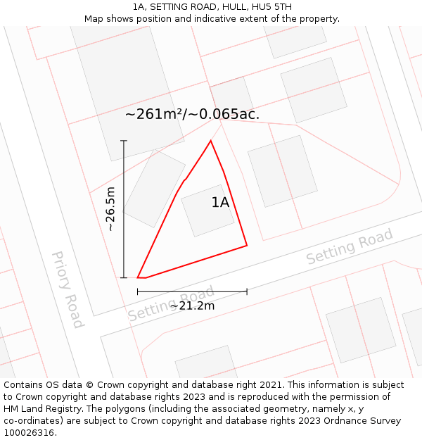 1A, SETTING ROAD, HULL, HU5 5TH: Plot and title map