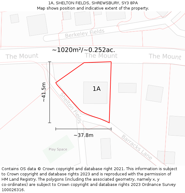 1A, SHELTON FIELDS, SHREWSBURY, SY3 8PA: Plot and title map