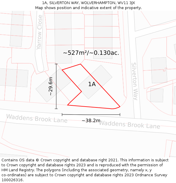 1A, SILVERTON WAY, WOLVERHAMPTON, WV11 3JX: Plot and title map