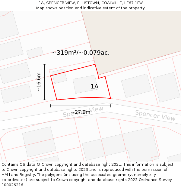 1A, SPENCER VIEW, ELLISTOWN, COALVILLE, LE67 1FW: Plot and title map