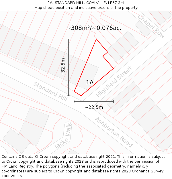 1A, STANDARD HILL, COALVILLE, LE67 3HL: Plot and title map