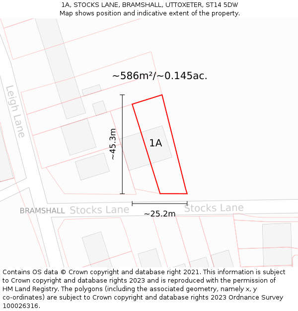 1A, STOCKS LANE, BRAMSHALL, UTTOXETER, ST14 5DW: Plot and title map