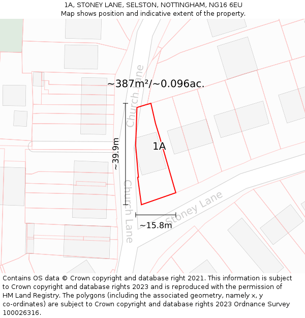 1A, STONEY LANE, SELSTON, NOTTINGHAM, NG16 6EU: Plot and title map