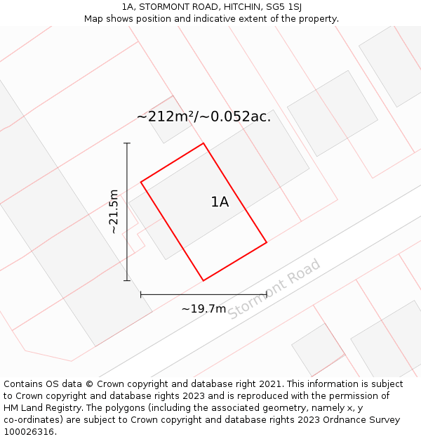 1A, STORMONT ROAD, HITCHIN, SG5 1SJ: Plot and title map