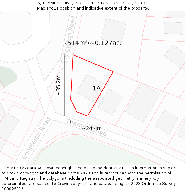 1A, THAMES DRIVE, BIDDULPH, STOKE-ON-TRENT, ST8 7HL: Plot and title map
