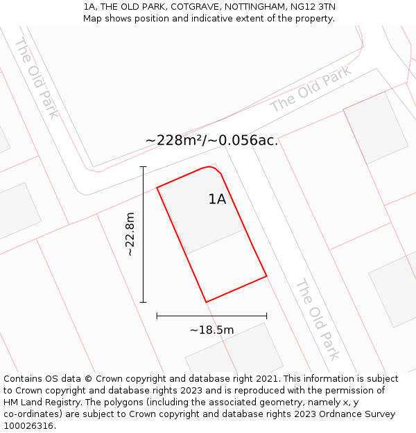 1A, THE OLD PARK, COTGRAVE, NOTTINGHAM, NG12 3TN: Plot and title map