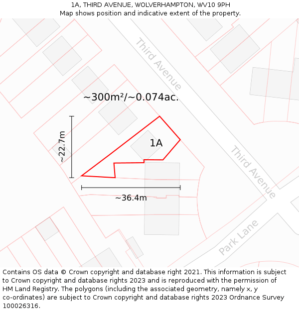 1A, THIRD AVENUE, WOLVERHAMPTON, WV10 9PH: Plot and title map
