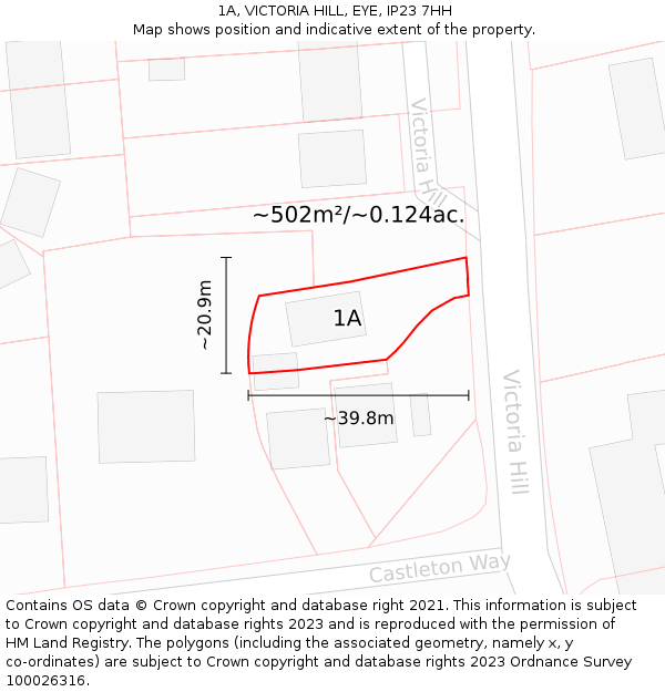 1A, VICTORIA HILL, EYE, IP23 7HH: Plot and title map