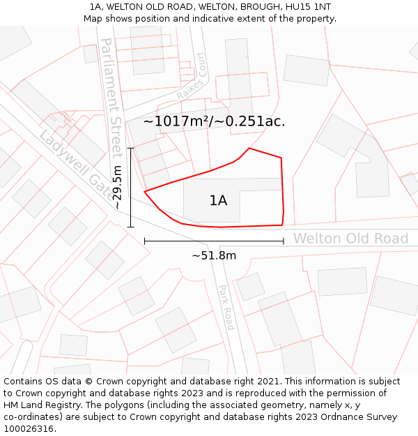 1A, WELTON OLD ROAD, WELTON, BROUGH, HU15 1NT: Plot and title map