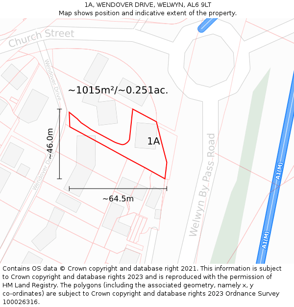 1A, WENDOVER DRIVE, WELWYN, AL6 9LT: Plot and title map