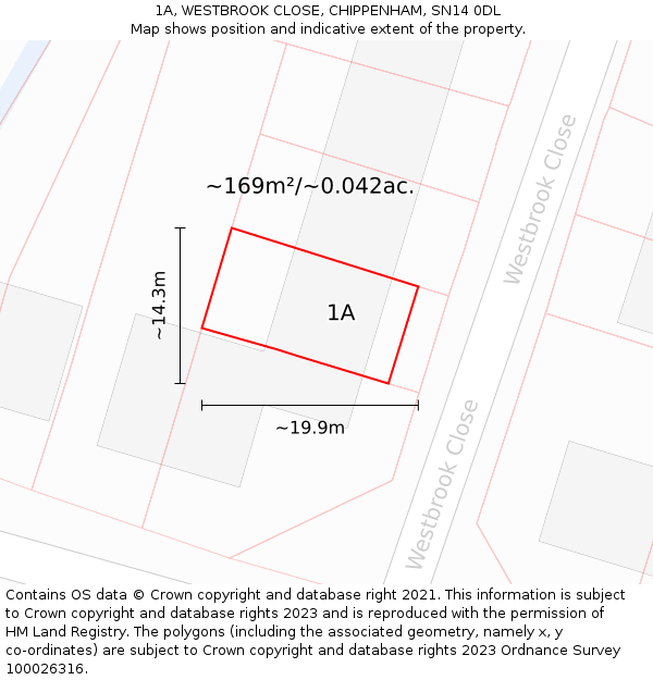 1A, WESTBROOK CLOSE, CHIPPENHAM, SN14 0DL: Plot and title map