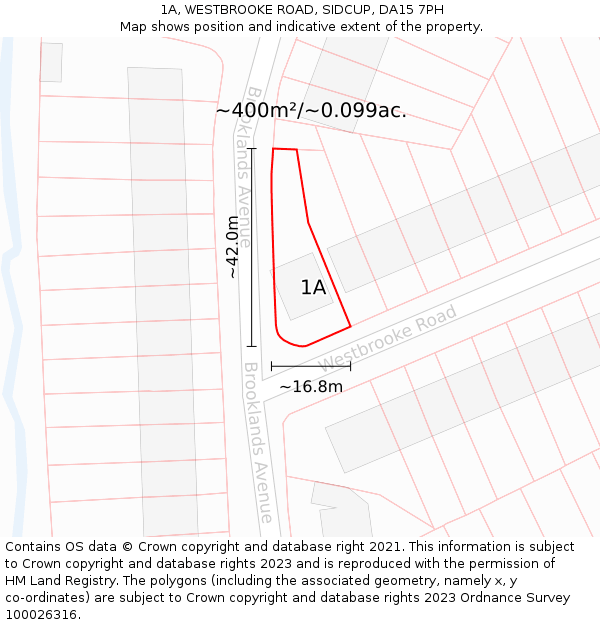 1A, WESTBROOKE ROAD, SIDCUP, DA15 7PH: Plot and title map