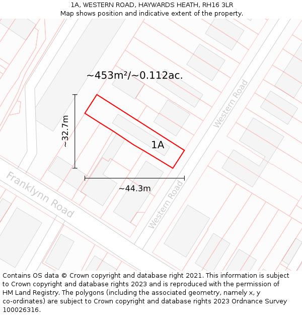 1A, WESTERN ROAD, HAYWARDS HEATH, RH16 3LR: Plot and title map
